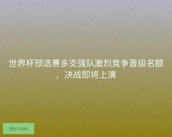 世界杯预选赛多支强队激烈竞争晋级名额，决战即将上演