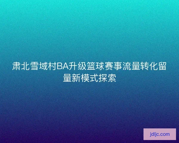 肃北雪域村BA升级篮球赛事流量转化留量新模式探索